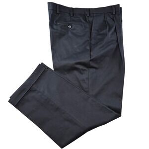 Berle Pants Mens 40Lx31 Navy Dress Pleated Classic Microfiber Polyester Blend